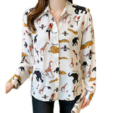 cartoon print ladies shirts Women's Blouses 2021 Spring Autumn Long Sleeve Shirts Tops Blusas