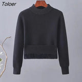 Turtleneck Winter Sweater Casual Knitted Pullovers Fashion Clothes Simple Fleece Lined Warm Knitwear Woman 2022 Base