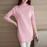 Winter Women Knitwear Sweater Pullover Fashion Long Sleeve Half Turtleneck Sweater Jumper Female Solid Loose Tops