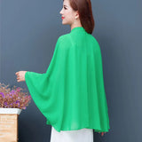 Fashion Large Size Summer Cloak Chiffon Shawl Women Sun Protection Clothing Loose Necktie Cardigan Elegant Thin Tops