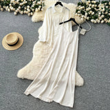 Temperament Two Sets Of Women's Languid Languid Wind Outside The Thin Loose Long-Sleeved Sunscreen Jacket + Sling