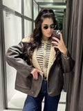 Fall Fashion Collar Three-Color Fur Integrated Long-Sleeved Jacket Women's