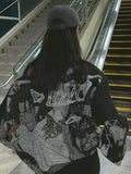 Casual Black Print O-Neck Long Sleeve Loose