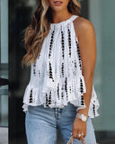 Print Round Neck Halter Sexy Sleeveless