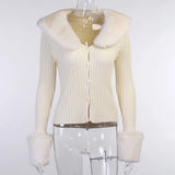 Women Knitting Cardigans Sweater Fur Long Sleeve Single Breasted New Casual Streetwear Winter Thick Warm Sweater