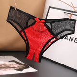 Lace Opening Hollow Pants To Seduce Low-Rise Trousers Transparent Color Mesh