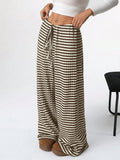 Autumn And Winter Women's New Casual Striped Solid Rubber Rope Cotton Straight