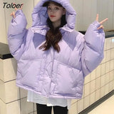 Zipper Up Hooded Parka for Women 2023 Winter Drawstring Warm Short Jacket Woman Korean Loose Cotton Padded Coats