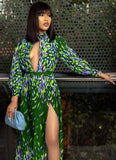 Print Cut Out Chest High Slit Long Maxi