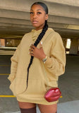 Khaki Lipsy Print Front Pocket Hooded Sweatshirt