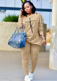 Print Slash Shoulder Shirt and Pants Casual 2 Piece