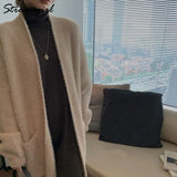 Faux Mink Cardigan For Women Winter Bat Sleeve Knitted Jackets Loose Women's Coat Winter Clothes Long Cardigans