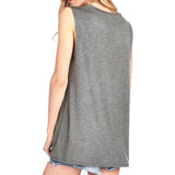 Tank Tops Women Good Vibes Print Gray O-Neck Tank Female Casual Loose Vest 2018 Sleeveless Ladies Tops Tee