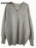 Women Autumn Winter Solid Knitted Sweater Casual V Neck Batwing Long Sleeve Pullover Jumpers Female Cashmere