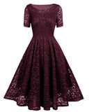 Lace Short Sleeve A-line Bridesmaid