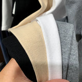 Long-Sleeved T-Shirt Slim And Slim In Autumn And Winter With Threaded Design Feeling Bottomed Blouse Women's Low-Collar Unique Blouse-Outfit