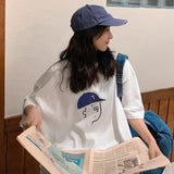 Large-Size Women's Wear Ins Loose White Oversize Design Short-Sleeved T-Shirt-Outfit