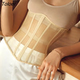 Tube Mesh See Through Crop Top For Women Solid Strapless Back Lace Up Bustier Corset Sexy Solid Slim Tank Top