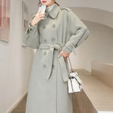 Coat Medium And Long Woolen Coat 2021 Autumn And Winter New Hepburn Knee Straight Tube High-end Women's