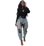 Women's Casual Jeans Street Fashion Grinned Belt Denim