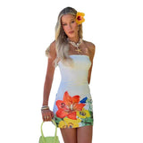 Toloer Women's Summer 2024 New Sexy Breast And Waist Positioning Print Dress Nightclub-Outfit