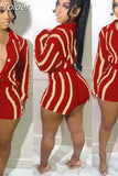 Striped Knitted Sweater Cardigan and Shorts Two Piece Set Women Clothing Fall 2023 Fashion Matching Sets