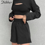 Super Short T-shirt+Camisole+Sports Shorts Woman Autumn Three-Piece Suit 2021 Casual Slim Female Sports