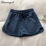 Summer Cotton Casual Shorts For Women Elastic Waist Loose Gray Short Pants Women High Waist Shorts Summer Hot