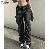 Vintage Pants 2023 High Street Retro Low-waisted Baggy Jeans for Women Egirl Harajuku Aesthetic Alt Cloth