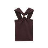 Homemade New Women's Classic Gold Collar Knitting Top