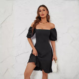 Station Summer Hot New Solid Color Collar Bubble Bubble Sleeve Dress