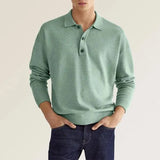 Wish Autumn Long-Sleeved V-Neck Button Men's Casual Polo