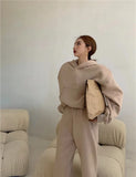 2022 Spring Women Hoodies Sweatshirt Tracksuit Fleece Cotton 2 Pieces Sets Female Pants