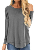 Women's Clothing 2025 Autumn And Winter Round Collar Long-Sleeved T-Shirt Solid Color Loose Top Before The Short And Rear Long Tuxedo Women's