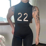 Summer Bodycon Jumpsuits Women 2022 Sleeveless One Piece Outfit Rompers Womens Jumpsuits Halter Black Romper