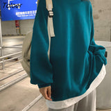 Women No Hat Hoodies Fake Two Pieces Solid Harajuku 2XL Fashion Sweatshirts Thin Korean Style Streetwear All-match Ins