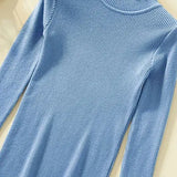 WOTWOY Ribbed Knitted Turtleneck Sweater Women Autumn Winter Slim Fit Basic Pullover Female Long Sleeve Black White