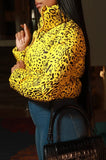 Casual Spotty Printed Zipper Up Long Sleeve Cropped Down