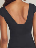 Solid Color Backless V-Neck Crop