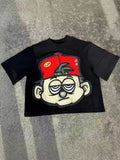 Loose Y2k Top Happy Hip Hop Print Short-Sleeved Goth T-Shirt Lovers' Sweatshirt Men's Wear-Outfit