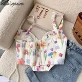 Crop Tops 2023 Women's Clothing Summer Sweet Sling Vest Tanks Backless Tunic Zipper Y2k Top Ropa Mujer Korean Sexy