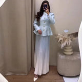 Autumn New Solid Color Big Collar Loose Collar Belt Short Suit