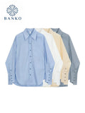 New Spring Korean Fashion Simply Solid Color Woman Shirt Long Sleeve Casual Blouse Office Lady Vintage Tops Ins Street