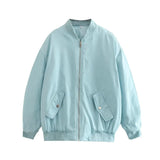 And Winter New Solid Color Loose Leisure Zipper Flying Jacket Cotton
