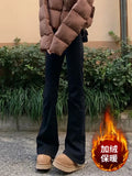 Black Micro-Tight Jeans 2025 New Autumn And Winter Large-Size Trousers Showing Thin Plus Thick Straight