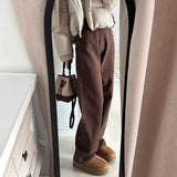 Jeans Women Plus Velvet Thick 2025 Autumn And Winter High-Waisted Narrow Version Of Straight Trousers Small Drag Broad Leg