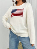 And Winter New Loose Round Neck Flag Pattern Simple Knitted