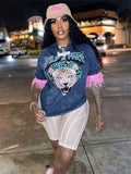 Summer Clothes Streetwear Short Sleeve Crop Tops Women 2022 O Neck Feather T Shirts Tees Female Black Graphics T