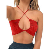 Sexy Criss Cross Lace Up Sling Basic Bow Tie Crop