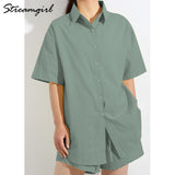 Linen Shorts Sets Summer 2022 Women Two Piece Women's Shorts Set Suits With Oversize Shorts Womens Two Piece Set